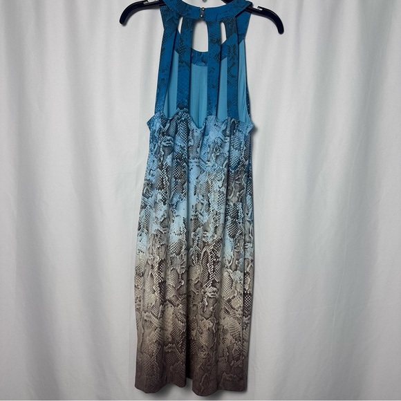White House Black Market Snake Print Dress Blue and Brown Ombre Snakeskin sz S - Picture 2 of 10